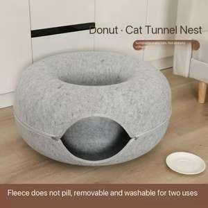 Tutte le stagioni Donut letto per gatti con pneumatici per dormire in feltro Tunnel per gatti mobili per animali domestici per la cura del gatto - Product Image 5