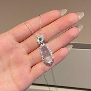 Collier avec pendentif en argent pur S925 pour fille douce, avec ruban en diamant rose en forme de cœur et perle, design de niche de luxe léger et polyvalent - Product Image 2