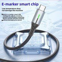 Câble de données USB Type-C tressé en nylon à charge rapide 240W avec voyant lumineux pour iPhone 15/17 et ordinateurs portables Android