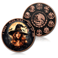 Pièce de collection réplique en cuivre coloré de 1 once, motif Aigle Mexique Jour des Morts Catrina Crâne de Sucre, pièce de monnaie en cuivre fin .999 de 1 once