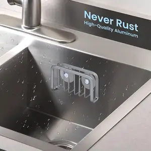 Anti-Rost-Küchenspüle-Organisator mit Absaugungen Aluminium-Schwammhalter Aufbewahrungskiste für bequeme Aufbewahrungsorganisation