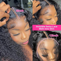 Perruque en cheveux humains bouclés avec dentelle frontale, perruques afro bouclées crépues en cheveux humains pour femmes noires, cheveux vietnamiens bruts, perruques frontales en dentelle HD