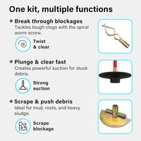 Kit professionnel de 14 pièces pour déboucheur de canalisations de 9 m (30 pieds) avec déboucheur à vis et grattoir, et mât de nettoyage de 9 m avec mallette de transport