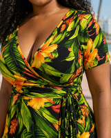 Robe longue de vacances à imprimé floral personnalisée en gros, taille plus