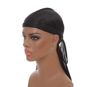 <span class=keywords><strong>Durag</strong></span> en satin de soie uni à longue queue, style pirate, élastique, respirant, foulard pour la tête, <span class=keywords><strong>durag</strong></span> soyeux - Product Image 2