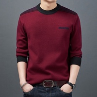 Pull en maille pour hommes d'âge moyen, en polyester rayé, col épais, doublé de polaire, chaud, pour l'hiver, décontracté