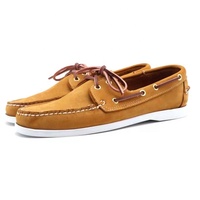 Chaussures plates en cuir nubuck pur jaune vif cousues à la main, style pieds nus, souples, anti-odeur, semelle en caoutchouc, décontractées, fraîches, printemps-été