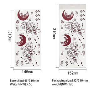 Tatouages temporaires en henné en gros, motif lune et étoile islamique, blanc et marron, style ethnique musulman, décoration corporelle pour les mains et les pieds - Product Image 2