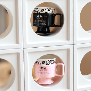 Vintage Floral European Style Light Luxury <b>Ceramic</b> Goblet Coffee <b>Cup</b> with Handle Microwave Safe for Office & Breakfast Use - Product Image 2