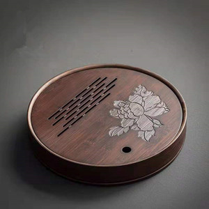 Da'an Tang Carbonized <b>Bamboo</b> Tea Tray Round Embedded Dry Brewing Small Tea <b>Table</b> <b>Bamboo</b> Tea Sea New Chinese Style - Product Image 1