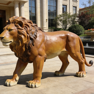 Statue <span class=keywords><strong>de</strong></span> lion en <span class=keywords><strong>fibre</strong></span> <span class=keywords><strong>de</strong></span> <span class=keywords><strong>verre</strong></span> pour extérieur, grande sculpture animale gardienne d'entrée pour la décoration <span class=keywords><strong>de</strong></span> jardin d'hôtel - Product Image 3