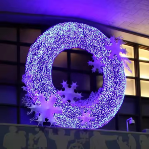 New year Christmas waterproof outdoor <b>led</b> wreath garland motif <b>light</b> with <b>red</b> ribbon for holiday - Product Image 4