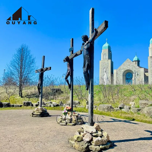 QUYANG chiesa esterna religiosa a grandezza naturale in metallo croce croce in bronzo statua scultura - Product Image 3