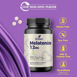 Großhandel 12mg Melatonin Schlafmittel 100% Drogenfrei Beerengeschmack 180 Tabletten Nahrungsergänzungsmittel in Sporternährung Schlaftabletten - Product Image 6