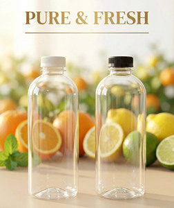 Bottiglia in Plastica PET Trasparente da 1 Litro (1000ml) per Succhi e Bevande con Tappo Bianco o Nero - Product Image 3