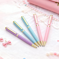 Stylo à bille en métal esthétique avec logo personnalisé, finition dorée, rechargeable, fournitures scolaires et de bureau