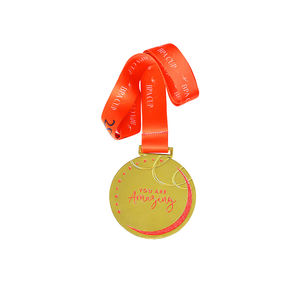 Médaille de carnaval haut de gamme plaquée or, en alliage de zinc personnalisé, avec ruban et logo gravé en 3D - Product Image 2