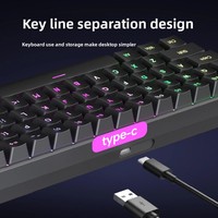 IP61 61 Keys RGB Light 19-Key Rollover Membrane Mechanical Feels Keyboard Quiet Typing Silent Press Office USB Plastic