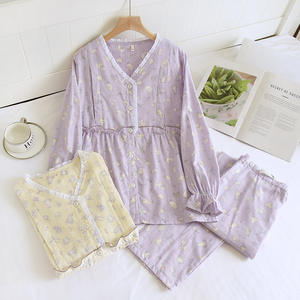 Vêtements lunaires de printemps et d'automne dessin animé femmes enceintes pures en attente de livraison pyjamas vêtements d'allaitement de maternité post-partum - Product Image 1