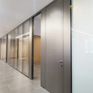 Flexspace Manufacturer Factory Aluminium frame etched glass office partition Soundproof Glass Wall Office Partition