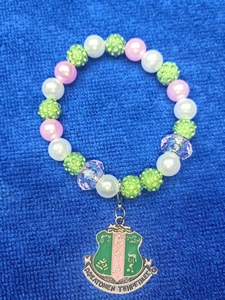 <span class=keywords><strong>Bracelet</strong></span> pendentif en perles élastiques <span class=keywords><strong>vert</strong></span> rose AKA personnalisable Sigma Gamma Rho Sorority <span class=keywords><strong>Bracelet</strong></span> en perles cadeau - Product Image 5