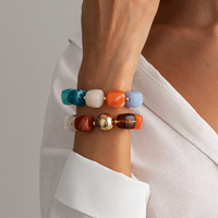 Bracelets de mode, bracelets bohèmes, ensemble de bracelets en perles de résine colorées, bijoux fantaisie à grosses perles, bracelet de couple
