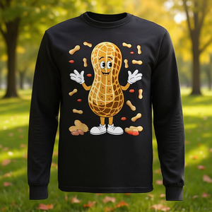 Camiseta de manga larga con estampado de cacahuete, diseño divertido de dibujos animados, talla unisex para adultos - Product Image 3