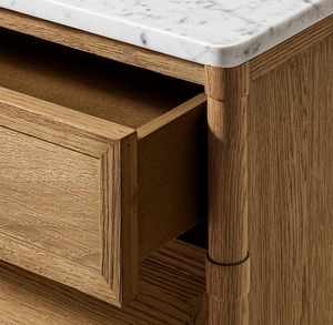 Table de chevet moderne en bois massif à côté de <span class=keywords><strong>3</strong></span> tiroirs pour chambre à coucher Table de chevet fermée en marbre François - Product Image 4