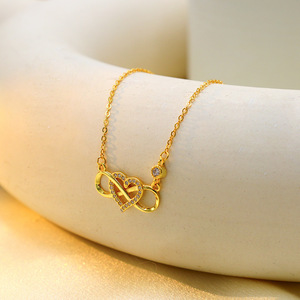 Custom Heart Necklace Stainless Steel Gold Pave Setting Love Design For Women Gift Jewelry - Product Image 2