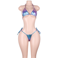 Ensemble de lingerie deux pièces à changement de couleur pour la danse exotique, comprenant un haut dos nu et un string, idéal pour les spectacles et les festivals.