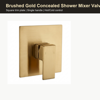 Robinet de douche encastré Purorigin en or brossé, design moderne, carré, mural, monocommande, contrôle eau chaude/froide, garantie 5 ans