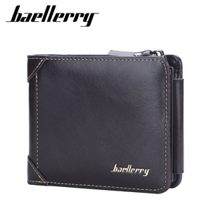 กระเป๋าสตางค์ผู้ชายแบบสั้น Baellerry ช่องใส่บัตรหลายช่อง ซิปแบบพับสามตอน กระเป๋าสตางค์แบบแนวนอน สีดำ สีน้ำตาลกาแฟ สีพื้น - Product Image 1