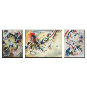 Wassily Kandinsky抽象芸術の複製高品質の美術館レベルのアートプリント額入り絵画トリプティク壁アート