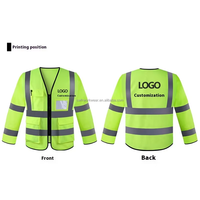 Veste de sécurité réfléchissante à manches longues travailleurs de l'assainissement gilet de poche multi-bouche matériau réfléchissant fluorescent haute visibilité
