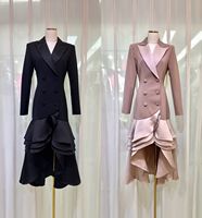 Robe longue pour femme AELESEEN, automne-hiver, style européen et américain, manches longues, col rabattu, volants, robe de soirée élégante irrégulière
