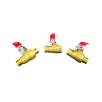 Robinet à bille en laiton sur mesure 1/8'' avec raccord cannelé, filetage mâle, poignée rouge pour eau, huile, gaz, robinet à bille cannelé 3/8''