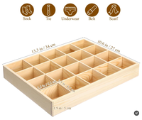 Tiroir en bois polyvalent à 20 compartiments pour bureau à domicile Boîte de rangement au design compact pour chaussettes, panneaux muraux en bois