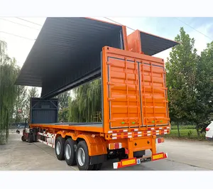 JT Tri Axles 12 Wheels 60 Tons Open Wing Van Box Cargo Truck Trailer For Hot Sale truck trailer