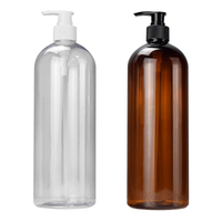 Bouteilles ambrées de 1000ml avec pompe noire Distributeur de savon liquide vide pour les mains Bouteille de shampooing en plastique