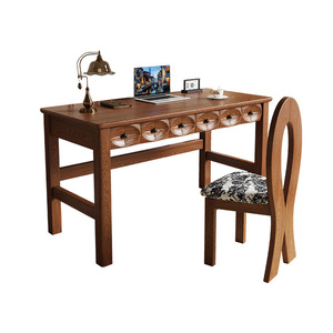 Frans Retro Klein Appartement Slaapkamer Studie Computerbureau Noord-Amerikaanse Rood Eiken Massief Hout Zwart Met Oud Middenhuisontwerp - Product Image 5