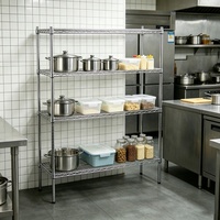 Étagère utilitaire robuste de 250 kg, 4 niveaux, en acier inoxydable 201, étagère de cuisine avec approbation NSF