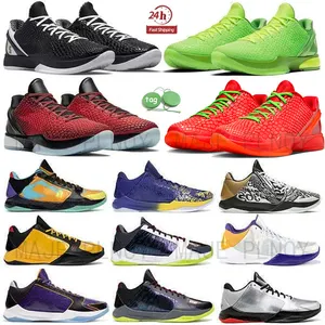 Dalam stok klasik Mamba sepatu basket pria 5 Bruce Lee 6 Protro Reverse Grinch sepatu gaya basket luar ruangan pelatih olahraga