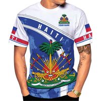 Produits personnalisés en dropshipping, t-shirt imprimé sur commande avec le drapeau haïtien, t-shirt à manches courtes extensible surdimensionné