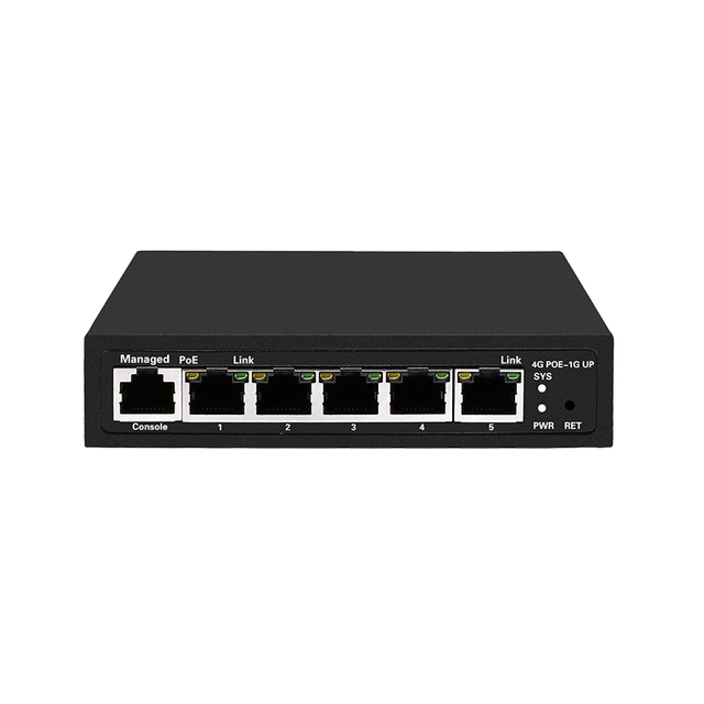 5-Port Full Gigabit L2+ Managed PoE Switch ZC-S800WP-4G-1G with 1 Year Warranty PoE Fiber Optic Equipment
