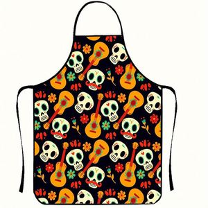 Cross-border for New Halloween Cartoon Bib Holiday Atmosphere <b>Decorative</b> Anti-fouling Overalls Horror <b>Skull</b> Kitchen - Product Image 3