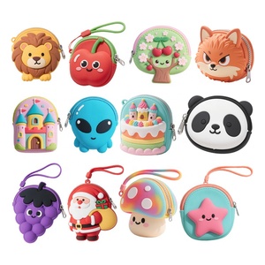 Manufacturer Custom Mini Silicone Rubber Kawaii Kids Coin <b>Purse</b> Keychain Small <b>Cute</b> Cartoon Animal Zipper Backpack Coin <b>Purses</b> - Product Image 2