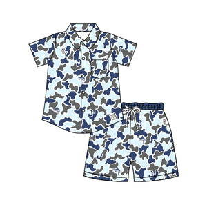 Preventa al por mayor: Conjuntos de verano para niños con bolsillos de camuflaje, estilo vacaciones, de algodón orgánico/spandex suave, para hermanos pequeños (MOQ 5) - Product Image 2