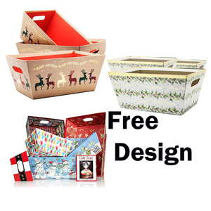Caja de Regalo de Papel Color Rosa Pálido para Dulces Navideños - Product Image 1