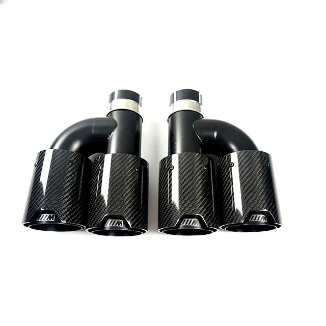 Dual Car Carbon Fiber Exhaust TWIN End Tips Tail Pipe Para B M W 63mm Em 101MM Out