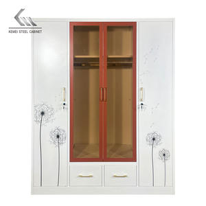 Стальная мебель, железная спальня, <span class=keywords><strong>Almirah</strong></span>, 4 двери, шкаф для одежды со светодиодным современным металлическим шкафом - Product Image 1